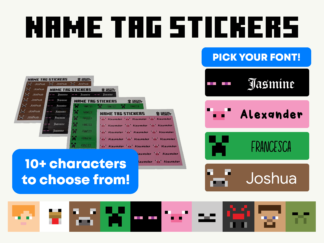 Minecraft Name Tag Labels - Sheet Of 21